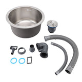 Kitchen Sink 304 Stainless Steel Brushed Single Bowl Rust Proof Round Sink for Home Bar 36cm In Australia - Darrahopens