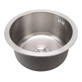 Kitchen Sink 304 Stainless Steel Brushed Single Bowl Rust Proof Round Sink for Home Bar 36cm