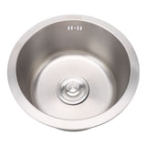 Kitchen Sink 304 Stainless Steel Brushed Single Bowl Rust Proof Round Sink for Home Bar 36cm