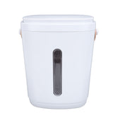 8L Vacuum Rice Storage Container Large Capacity USB Rechargeable Portable Handle Sealed Rice Storage Bin with Measuring Cup for Home Kitchen White