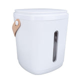 8L Vacuum Rice Storage Container Large Capacity USB Rechargeable Portable Handle Sealed Rice Storage Bin with Measuring Cup for Home Kitchen White