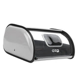 Metal Bread Box Mirrored Iron Bread Storage Holder Keeper Container Bin with Window for Kitchen Countertop Grey