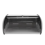 Metal Bread Box Mirrored Iron Bread Storage Holder Keeper Container Bin with Window for Kitchen Countertop Grey