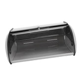 Metal Bread Box Mirrored Iron Bread Storage Holder Keeper Container Bin with Window for Kitchen Countertop Grey