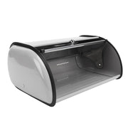 Metal Bread Box Mirrored Iron Bread Storage Holder Keeper Container Bin with Window for Kitchen Countertop Grey