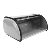 Metal Bread Box Mirrored Iron Bread Storage Holder Keeper Container Bin with Window for Kitchen Countertop Grey