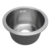 Kitchen Sink Undermount 304 Stainless Steel Single Bowl Mini Round Sink with Strainer 28cm Outer Diameter Brushed