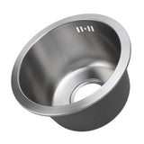 Kitchen Sink Undermount 304 Stainless Steel Single Bowl Mini Round Sink with Strainer 28cm Outer Diameter Brushed