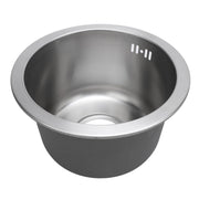 Kitchen Sink Undermount 304 Stainless Steel Single Bowl Mini Round Sink with Strainer 28cm Outer Diameter Brushed