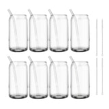 Drinking Glass Cups Set Reusable Straw Can Shaped Transparent Glass Coffee Cups with Lid for Home Bar Office In Australia - Darrahopens