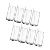 Drinking Glass Cups Set Reusable Straw Can Shaped Transparent Glass Coffee Cups with Lid for Home Bar Office