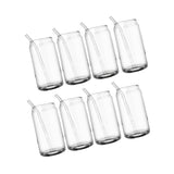 Drinking Glass Cups Set Reusable Straw Can Shaped Transparent Glass Coffee Cups with Lid for Home Bar Office