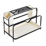 Chopsticks Draining Rack Multifunctional Carbon Steel and PP Kitchen Counter Utensil Holder Black