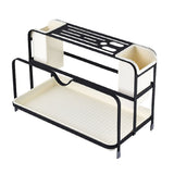 Chopsticks Draining Rack Multifunctional Carbon Steel and PP Kitchen Counter Utensil Holder Black