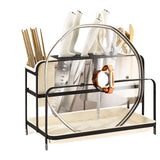 Chopsticks Draining Rack Multifunctional Carbon Steel and PP Kitchen Counter Utensil Holder Black