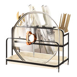 Chopsticks Draining Rack Multifunctional Carbon Steel and PP Kitchen Counter Utensil Holder Black