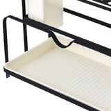 Chopsticks Draining Rack Multifunctional Carbon Steel and PP Kitchen Counter Utensil Holder Black