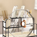 Chopsticks Draining Rack Multifunctional Carbon Steel and PP Kitchen Counter Utensil Holder Black