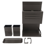 Wall Mount Utensil Rack Grey Aluminum Alloy Easy to Clean Multi Use Wall Utensil Organizer Rack for Chopstick Spoon Seasoning Bottle Chopping Board