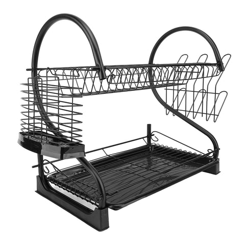 Dish Drying Rack 2 Tier Iron Space Saving Large Capacity Dish Dryer Storage Rack Organizer for Kitchen Counter In Australia - Darrahopens