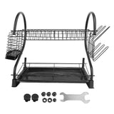 Dish Drying Rack 2 Tier Iron Space Saving Large Capacity Dish Dryer Storage Rack Organizer for Kitchen Counter In Australia - Darrahopens