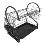Dish Drying Rack 2 Tier Iron Space Saving Large Capacity Dish Dryer Storage Rack Organizer for Kitchen Counter
