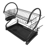 Dish Drying Rack 2 Tier Iron Space Saving Large Capacity Dish Dryer Storage Rack Organizer for Kitchen Counter