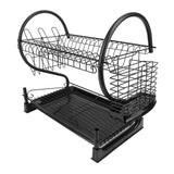 Dish Drying Rack 2 Tier Iron Space Saving Large Capacity Dish Dryer Storage Rack Organizer for Kitchen Counter