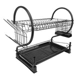 Dish Drying Rack 2 Tier Iron Space Saving Large Capacity Dish Dryer Storage Rack Organizer for Kitchen Counter