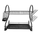 Dish Drying Rack 2 Tier Iron Space Saving Large Capacity Dish Dryer Storage Rack Organizer for Kitchen Counter