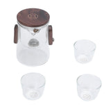 Glass Teapot with Strainer 330ml Magnetic Filtration Pot Water Separation Glass Teapot with 3 Cups for Home Outdoor Office