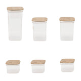 Food Storage Jars Plastic Airtight Containers with Bambusoideae Lids Kitchen Square Clear Canisters for Grain Nuts Tea 1Pc 2000ml 2Pc 1300ml 3Pc 600ml