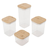 Food Storage Jars Plastic Airtight Containers with Bambusoideae Lids Kitchen Square Clear Canisters for Grain Nuts Tea 1Pc 2000ml 2Pc 1300ml 5Pc 600ml In Australia - Darrahopens