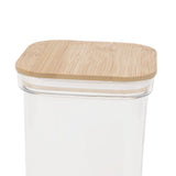 Food Storage Jars Plastic Airtight Containers with Bambusoideae Lids Kitchen Square Clear Canisters for Grain Nuts Tea 1Pc 2000ml 2Pc 1300ml 5Pc 600ml