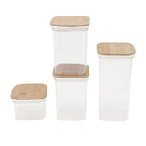 Food Storage Jars Plastic Airtight Containers with Bambusoideae Lids Kitchen Square Clear Canisters for Grain Nuts Tea 1Pc 2000ml 2Pc 1300ml 5Pc 600ml