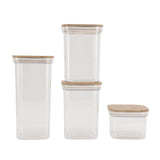 Food Storage Jars Plastic Airtight Containers with Bambusoideae Lids Kitchen Square Clear Canisters for Grain Nuts Tea 1Pc 2000ml 2Pc 1300ml 5Pc 600ml