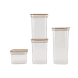 Food Storage Jars Plastic Airtight Containers with Bambusoideae Lids Kitchen Square Clear Canisters for Grain Nuts Tea 1Pc 2000ml 2Pc 1300ml 5Pc 600ml