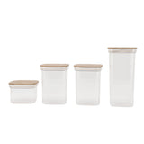 Food Storage Jars Plastic Airtight Containers with Bambusoideae Lids Kitchen Square Clear Canisters for Grain Nuts Tea 1Pc 2000ml 2Pc 1300ml 5Pc 600ml