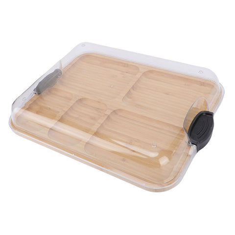 Charcuterie Board with Clear Lid 5 Sections Wooden Cheese Board for Serving Picnics In Australia - Darrahopens
