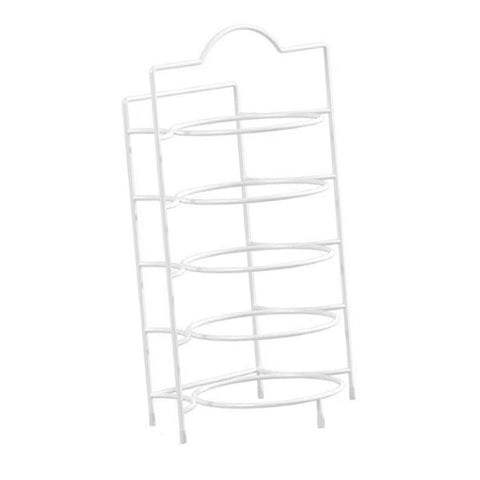 5 Tier Dish Storage Rack Food Preparation Serving Stand Kitchen Plate Organizer for Hot Pot Family Dinner Party 5 Tier White + Hook