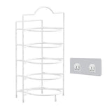 5 Tier Dish Storage Rack Food Preparation Serving Stand Kitchen Plate Organizer for Hot Pot Family Dinner Party 5 Tier White + Hook