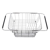 Kitchen Sink Dish Rack with Chopsticks Holder Stainless Steel Expandable Dish Drying Draining Basket