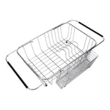 Kitchen Sink Dish Rack with Chopsticks Holder Stainless Steel Expandable Dish Drying Draining Basket