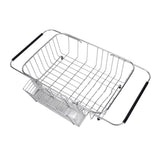 Kitchen Sink Dish Rack with Chopsticks Holder Stainless Steel Expandable Dish Drying Draining Basket