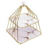 Cupcake Stand Elegant 2 Tier Iron Dessert Stand with Ceramic Serving Trays for Fruits Cakes Snacks White In Australia - Darrahopens