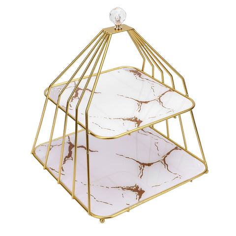 Cupcake Stand Elegant 2 Tier Iron Dessert Stand with Ceramic Serving Trays for Fruits Cakes Snacks White In Australia - Darrahopens