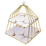 Cupcake Stand Elegant 2 Tier Iron Dessert Stand with Ceramic Serving Trays for Fruits Cakes Snacks White