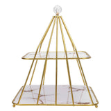 Cupcake Stand Elegant 2 Tier Iron Dessert Stand with Ceramic Serving Trays for Fruits Cakes Snacks White