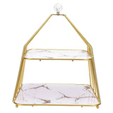 Cupcake Stand Elegant 2 Tier Iron Dessert Stand with Ceramic Serving Trays for Fruits Cakes Snacks White