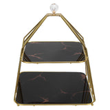 Cupcake Stand Elegant 2 Tier Iron Dessert Stand with Ceramic Serving Trays for Fruits Cakes Snacks Black